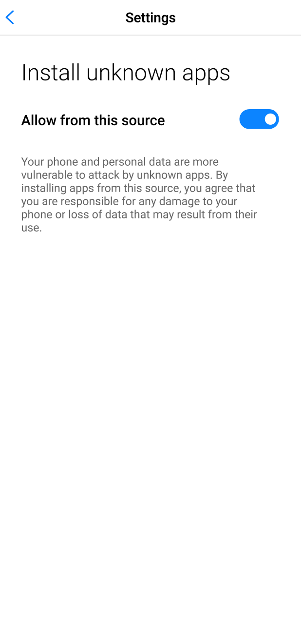 Allow installations from unknown sources in your Android device settings for 888starz.