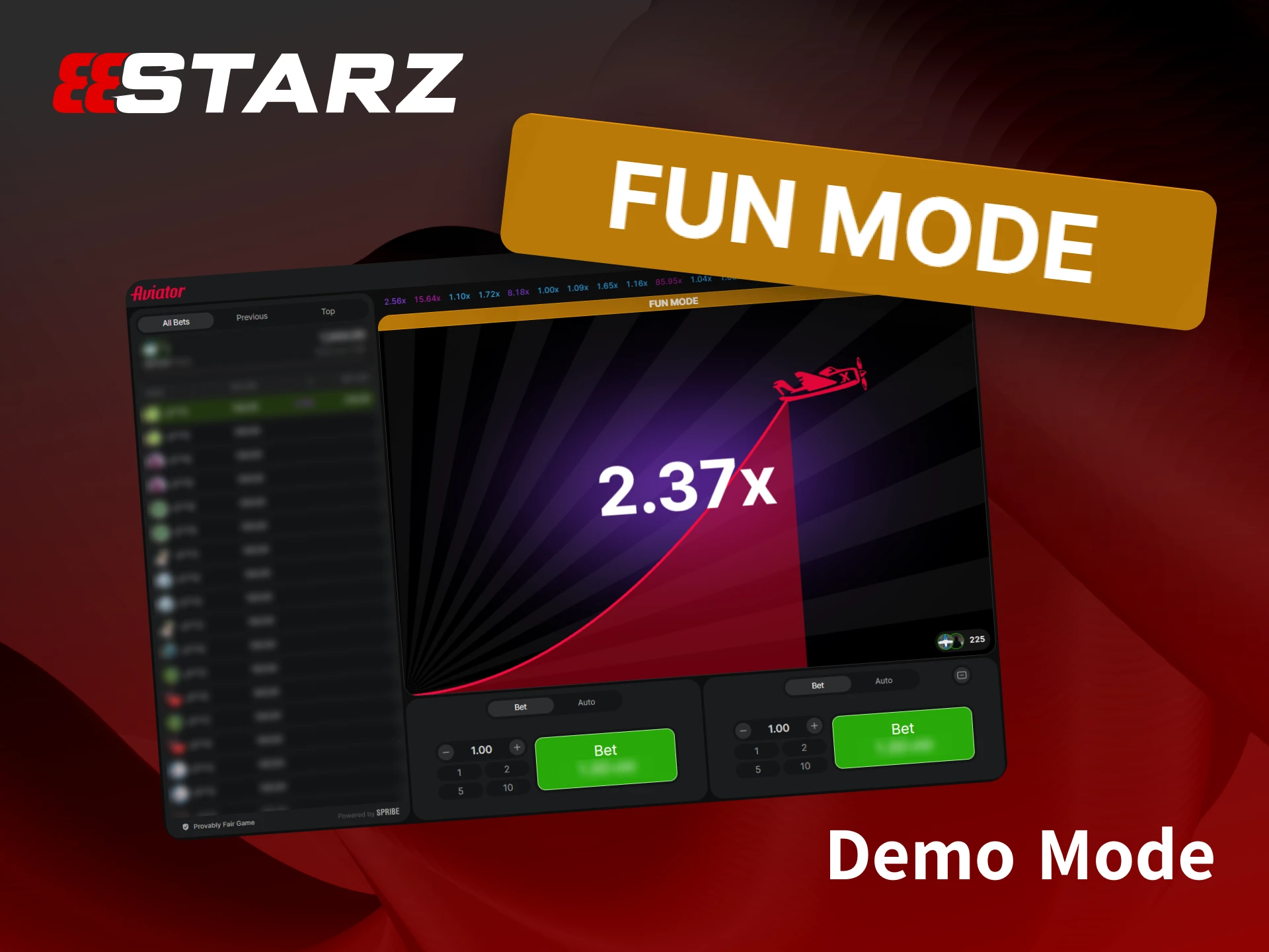 Practice your crash betting strategy by launching the free Aviator demo mode at 888starz.