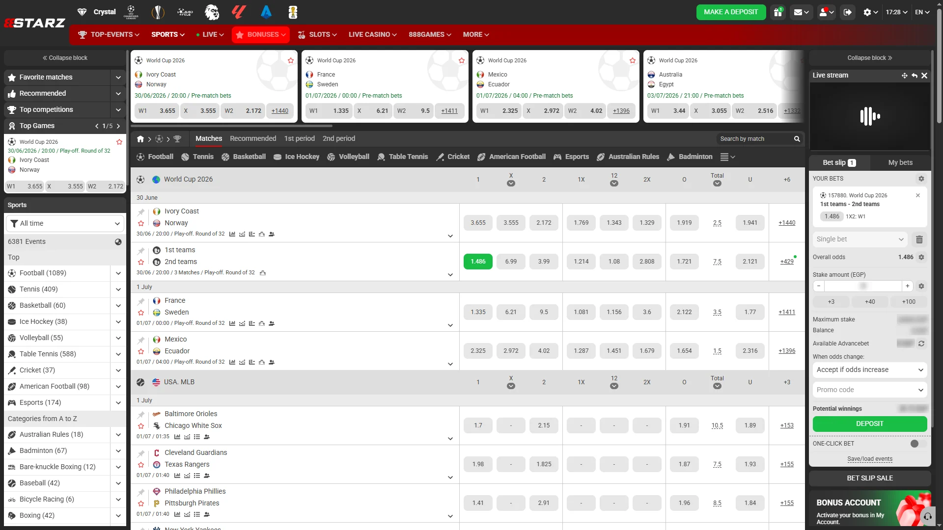 Fulfill the welcome wagering conditions to cash out your 888starz winnings.