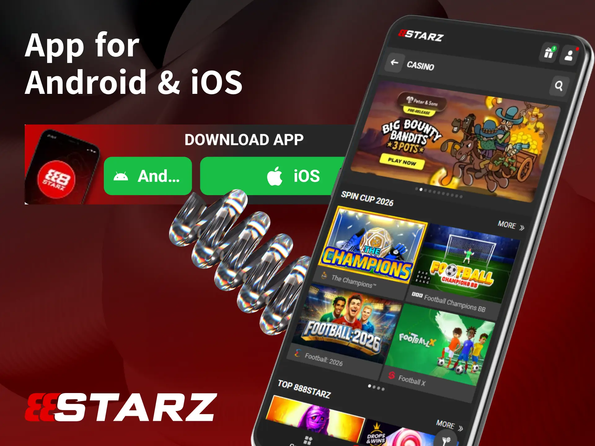Download the mobile 888starz app on Android and iOS to play casino games anywhere.