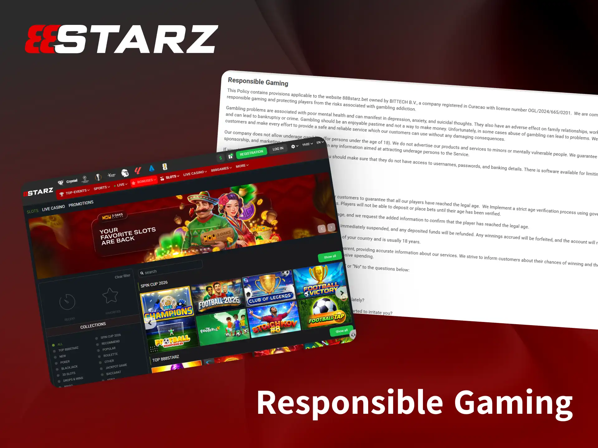Practice responsible gaming while playing casino games at 888starz.