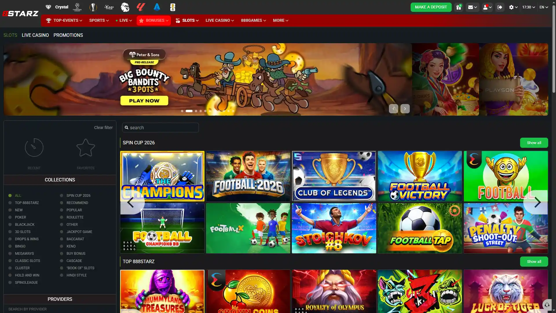 Choose your game from thousands of premium casino options available at 888starz.