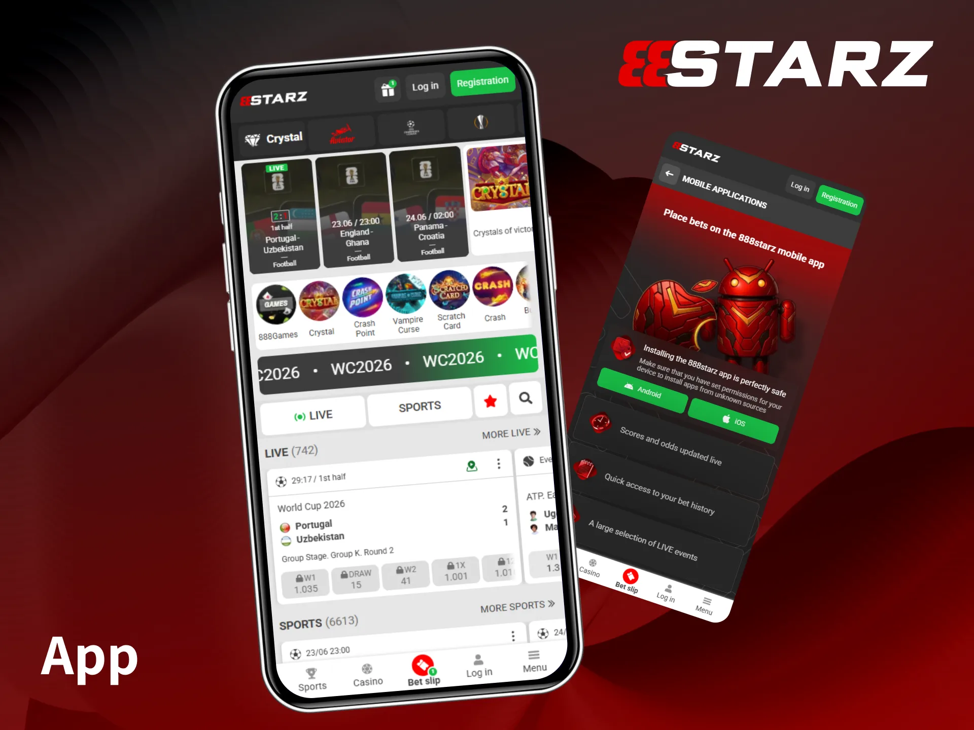 Download the dedicated 888starz App to play your favorite casino games from Egypt.