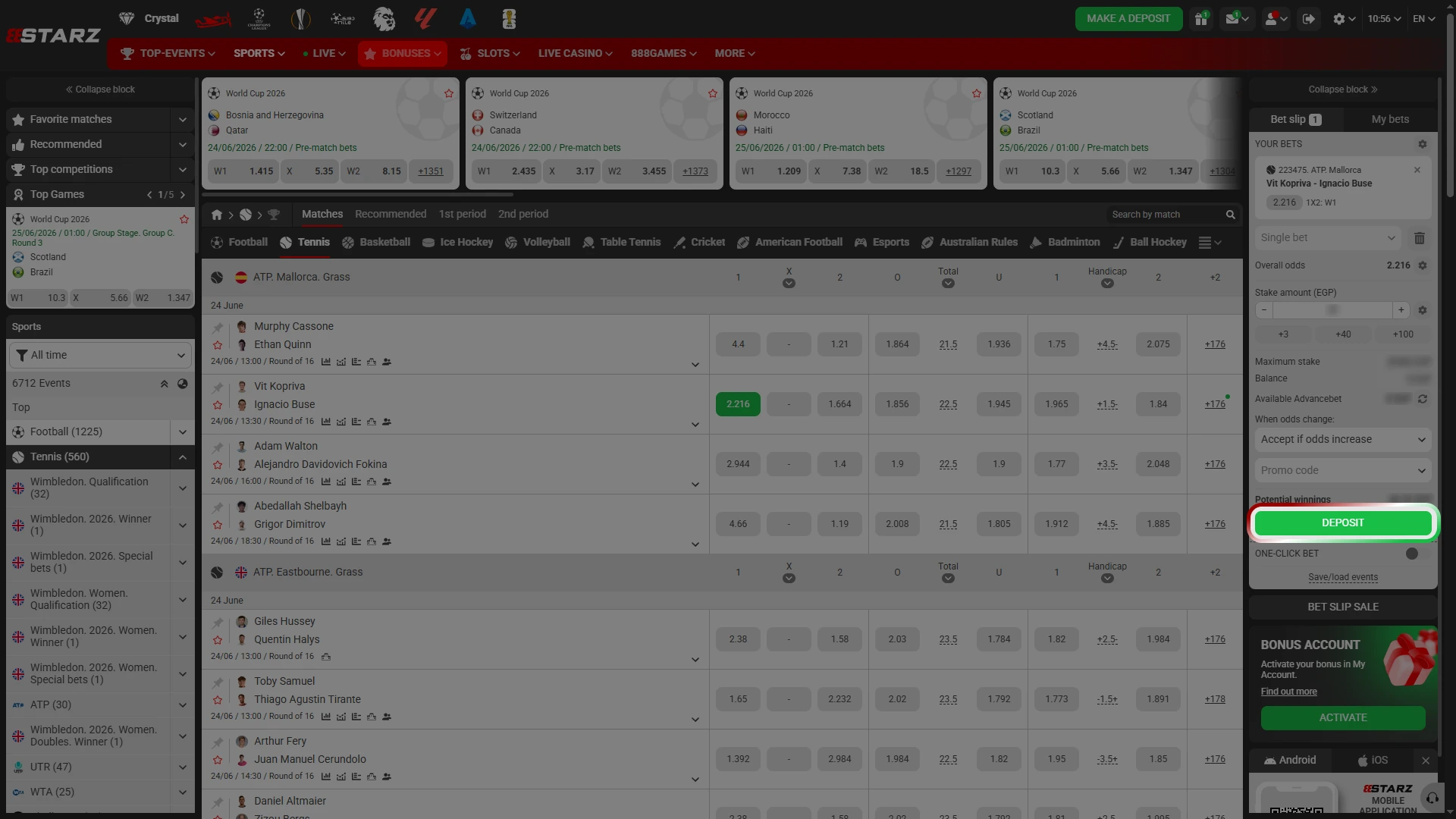 Finalize the procedure at 888starz to place your first bet safely.