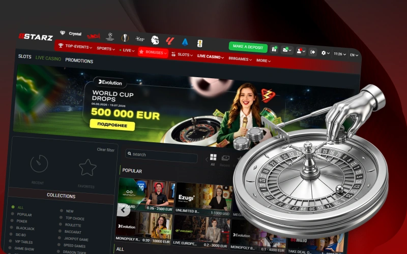 Play with real dealers in the 888starz live online casino lounge.