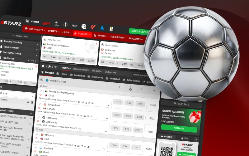 Predict results of football matches on the official 888starz website.
