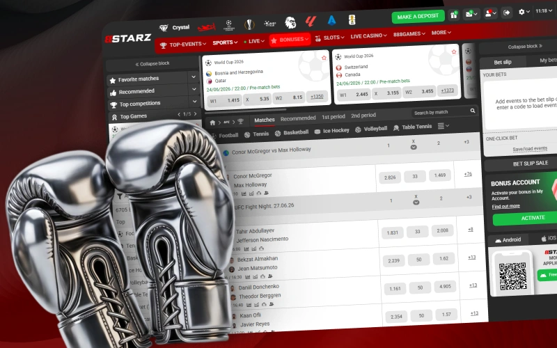 Guess winning fighters in high-stakes boxing & MMA bouts via 888starz.