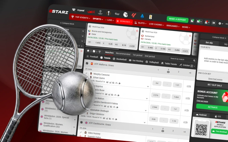 Enjoy competitive tennis odds and support your favorite players using 888starz.