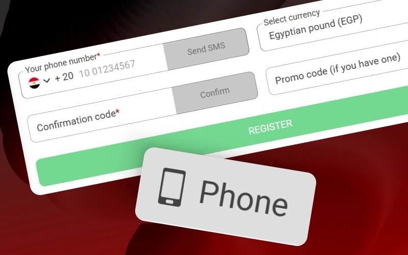 Select the phone option for a quick 888starz registration.