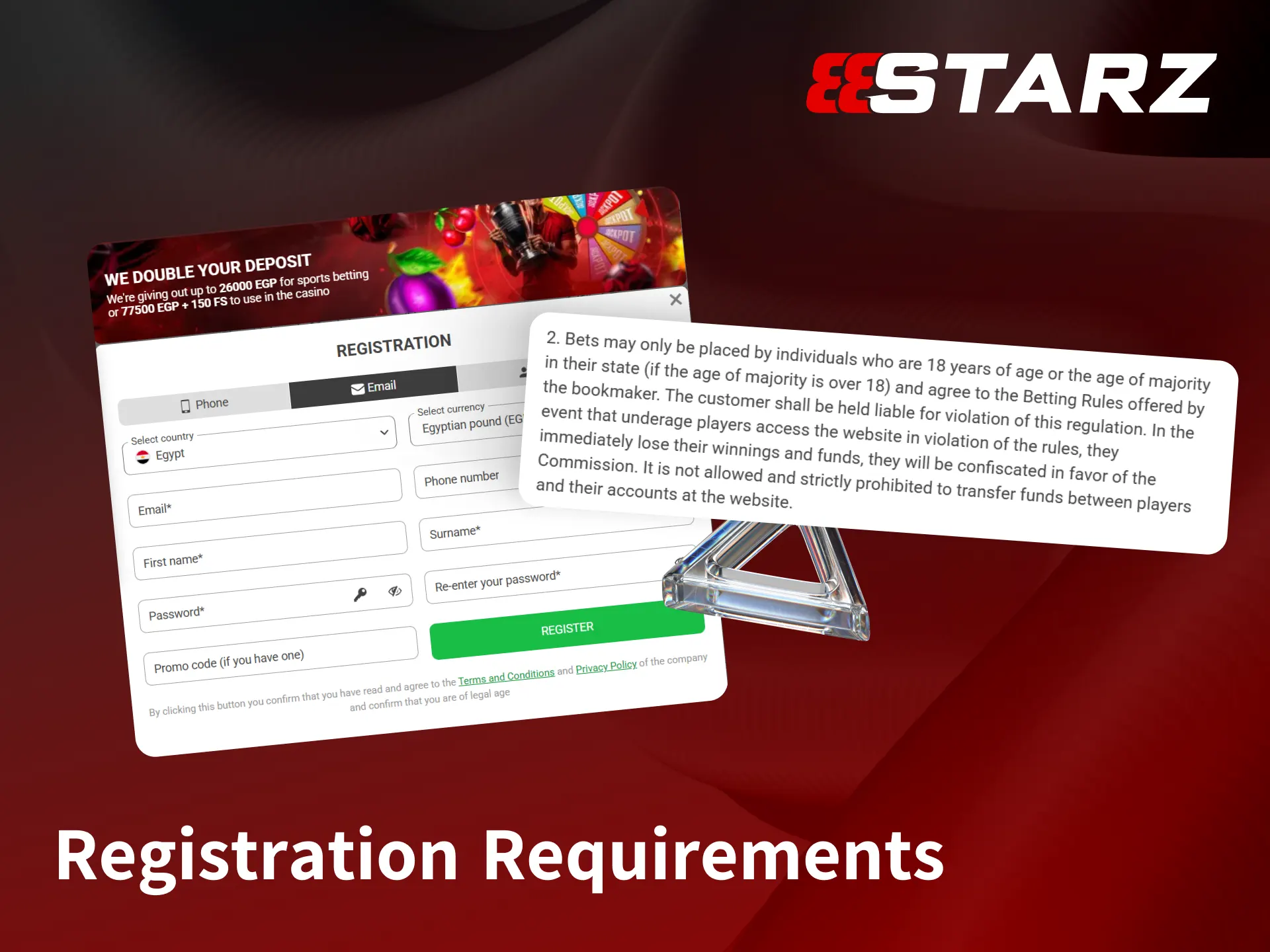 Review the essential 888starz registration rules for players living in Egypt.
