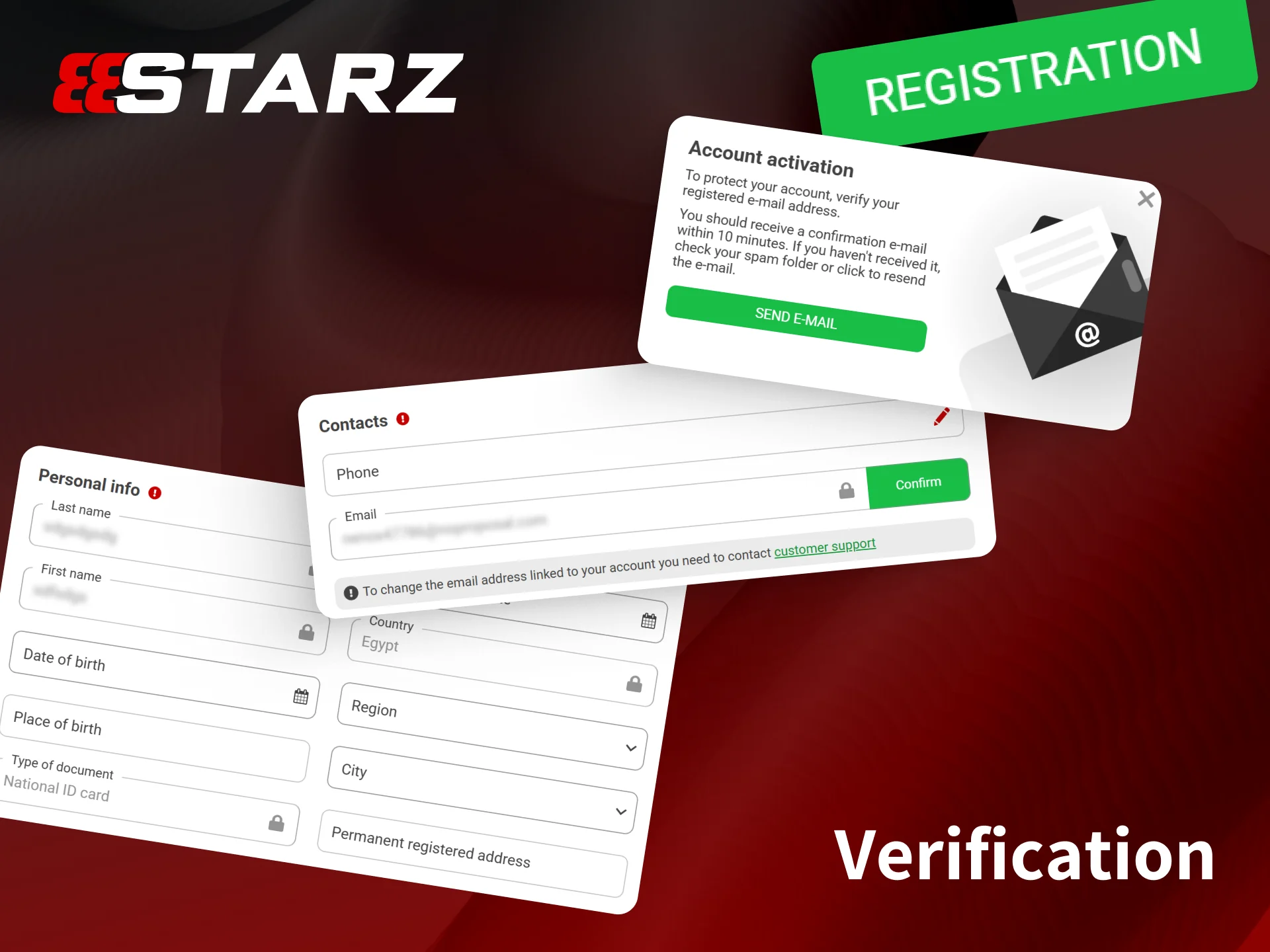 Verify your personal details after registration on 888starz.
